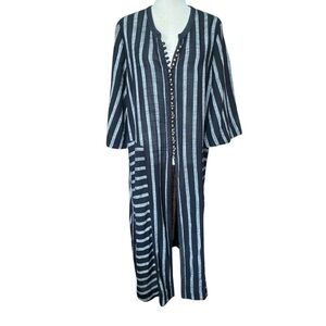Soft Surroundings Striped 100% Moroccan Topper Duster Size XL Boho Coverup Tunic